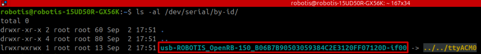 Serial device by-id listing example