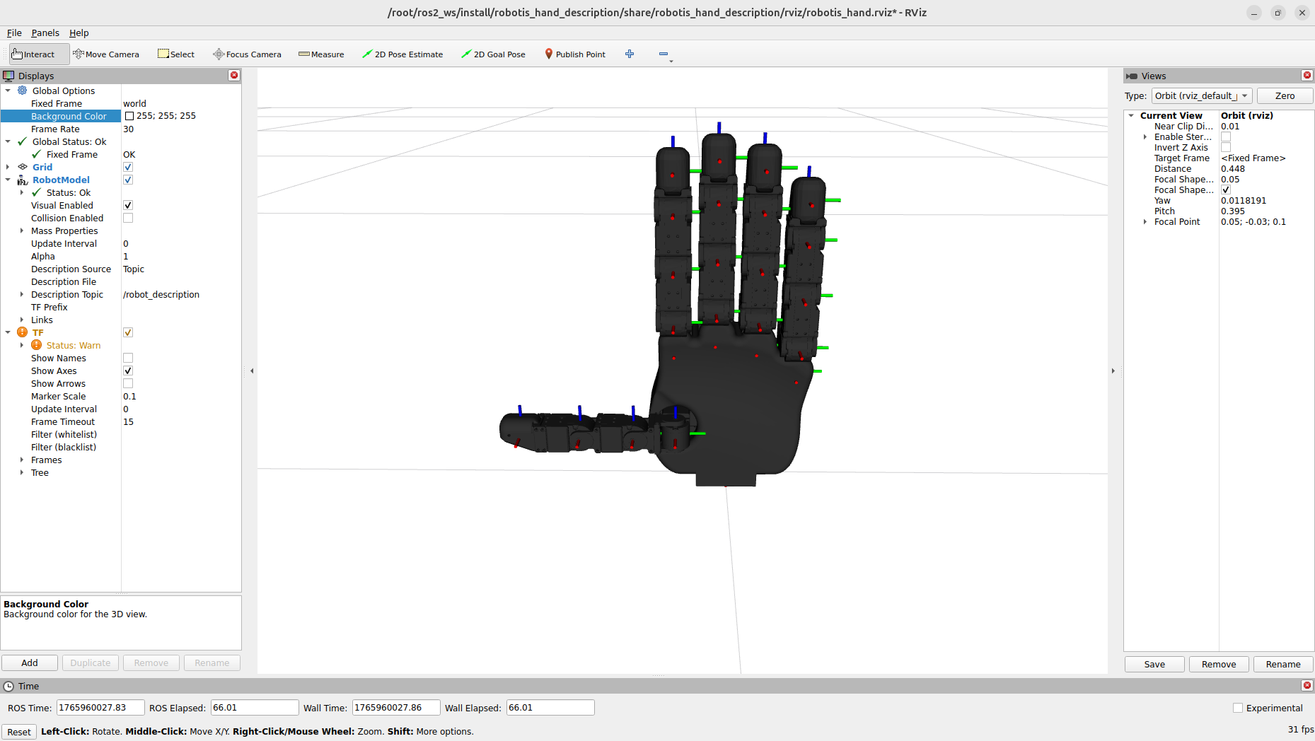 ROBOTIS Hand URDF model in RViz or Gazebo